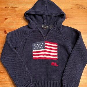 Polo Jeans Co. Ralph Lauren Navy Hooded Sweater with Flag
